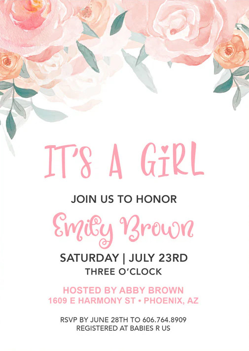 Baby Shower Invitation Template for Girls Sample Baby Shower Invitation Template for Girls Sample