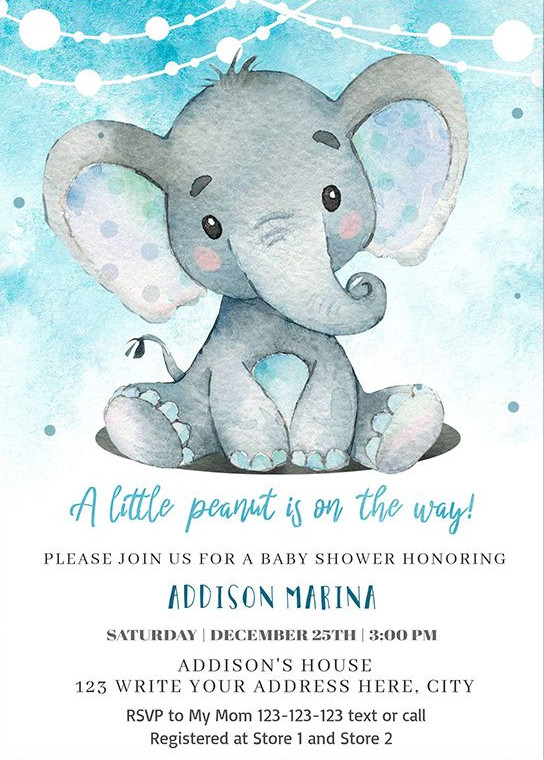 Elephant Baby Shower Invitation Template Example Elephant Baby Shower Invitation Template Example