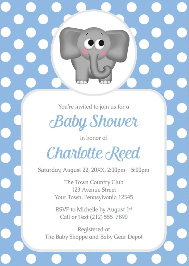 Elephant Baby Shower Invitation Template Sample Elephant Baby Shower Invitation Template Sample