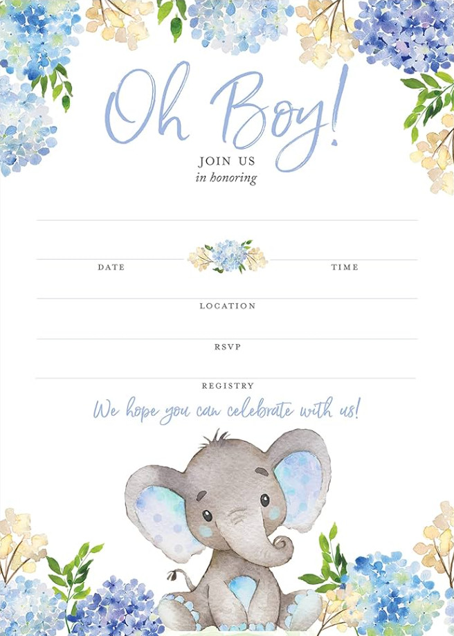 Elephant Baby Shower Invitation Template