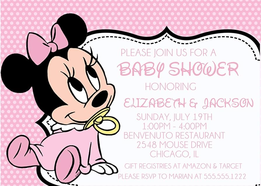 Example of Minnie Mouse Baby Shower Invitation Template Example of Minnie Mouse Baby Shower Invitation Template