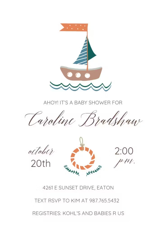 Example of Nautical Baby Shower Invitation Template Example of Nautical Baby Shower Invitation Template