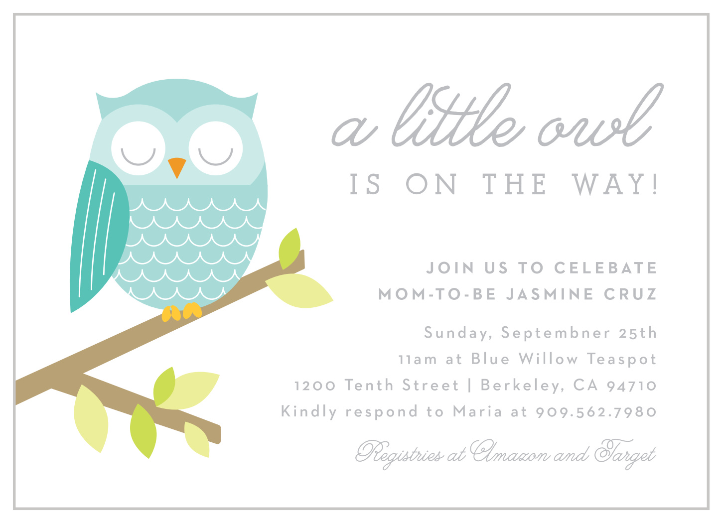 Example of Owl Baby Shower Invitation Template Example of Owl Baby Shower Invitation Template