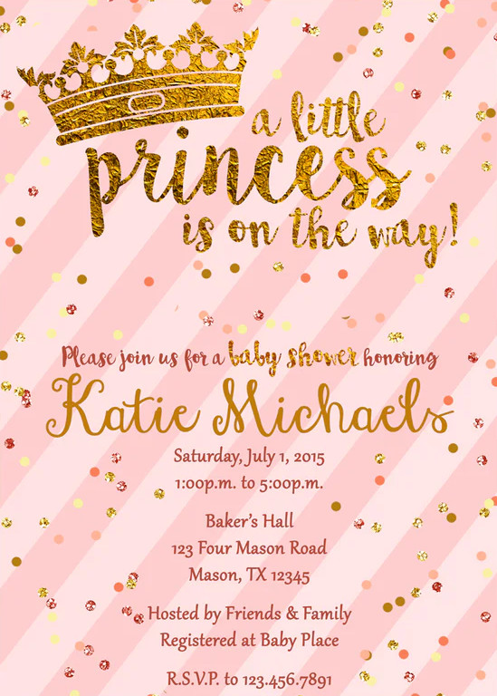 Example of Pink And Gold Baby Shower Invitation Template Example of Pink And Gold Baby Shower Invitation Template