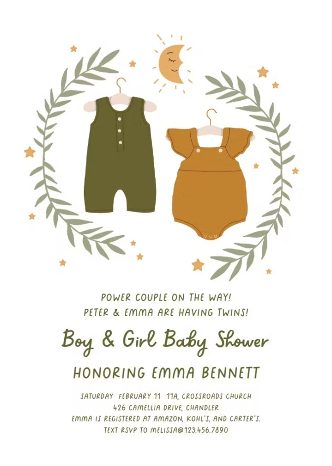 Example of Twin Baby Shower Invitation Template Example of Twin Baby Shower Invitation Template