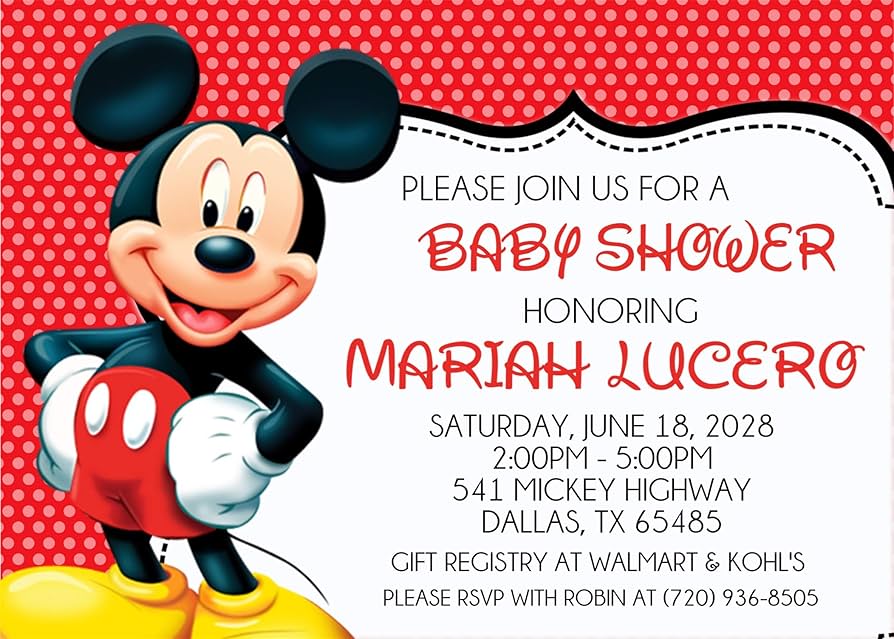 Mickey Mouse Baby Shower Invitation Template Example Mickey Mouse Baby Shower Invitation Template Example