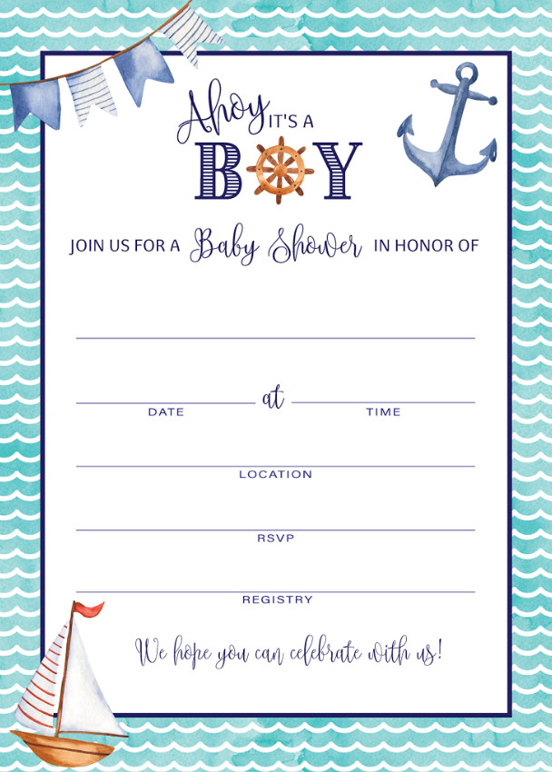 Nautical Baby Shower Invitation Template