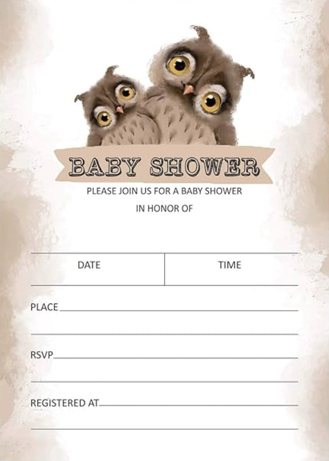 Owl Baby Shower Invitation Template
