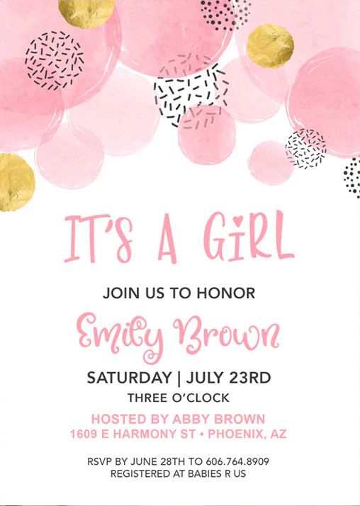 Pink And Gold Baby Shower Invitation Template Sample Pink And Gold Baby Shower Invitation Template Sample