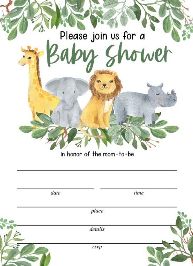 Safari Baby Shower Invitation Template