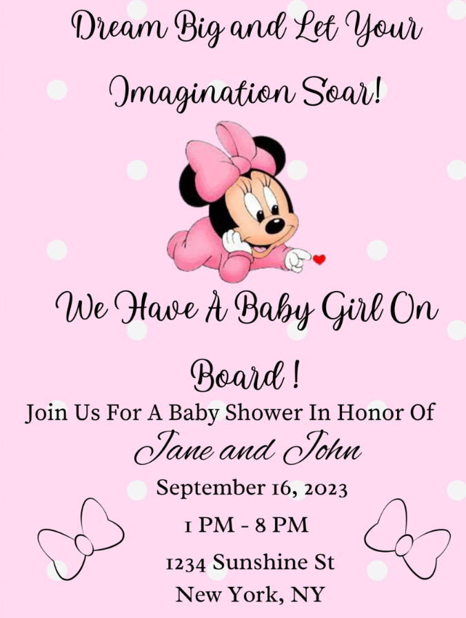 Sample of Minnie Mouse Baby Shower Invitation Template Sample of Minnie Mouse Baby Shower Invitation Template