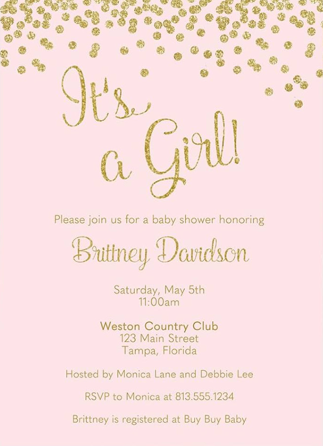Sample of Pink And Gold Baby Shower Invitation Template Sample of Pink And Gold Baby Shower Invitation Template