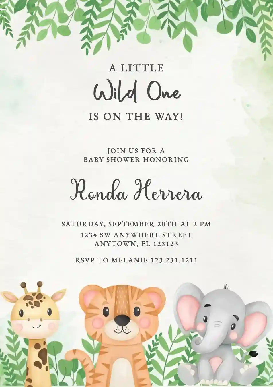 Sample of Safari Baby Shower Invitation Template Sample of Safari Baby Shower Invitation Template