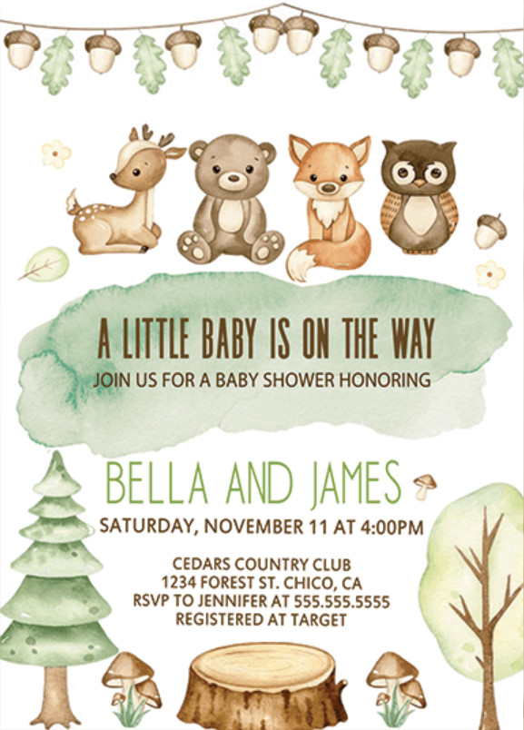 Sample of Woodland Baby Shower Invitation Template Sample of Woodland Baby Shower Invitation Template