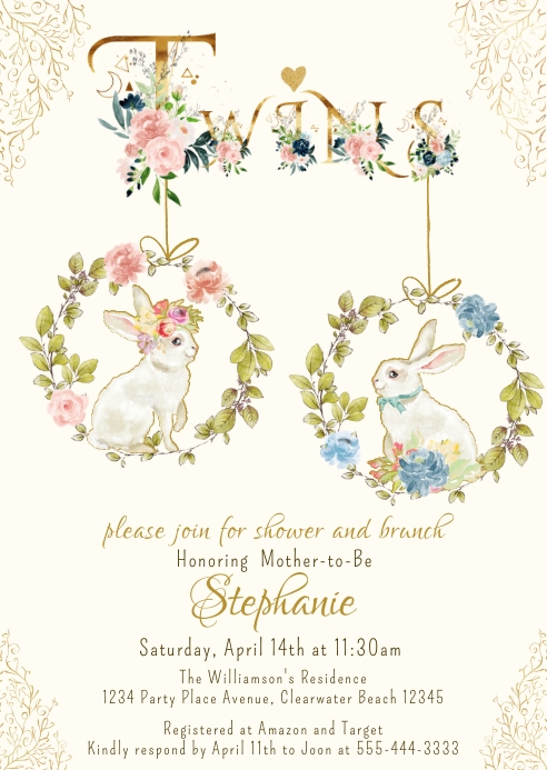 Twin Baby Shower Invitation Template Example Twin Baby Shower Invitation Template Example