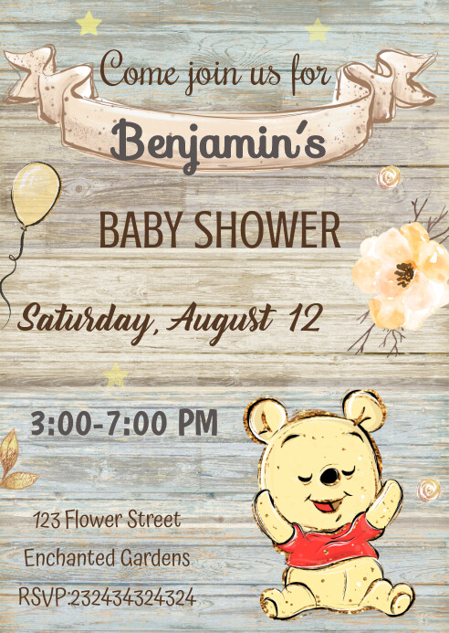 Winnie The Pooh Baby Shower Invitation Template Example Winnie The Pooh Baby Shower Invitation Template Example