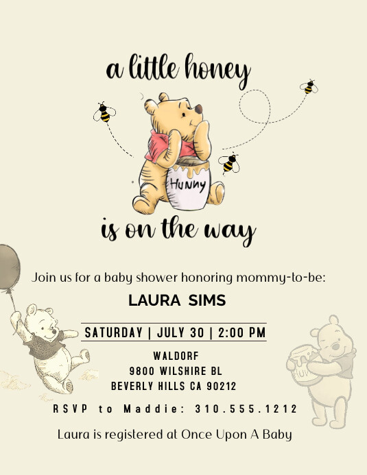 Winnie The Pooh Baby Shower Invitation Template Sample Winnie The Pooh Baby Shower Invitation Template Sample