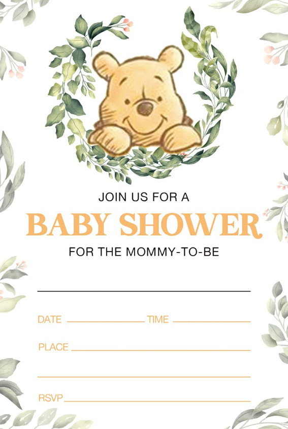 Winnie The Pooh Baby Shower Invitation Template