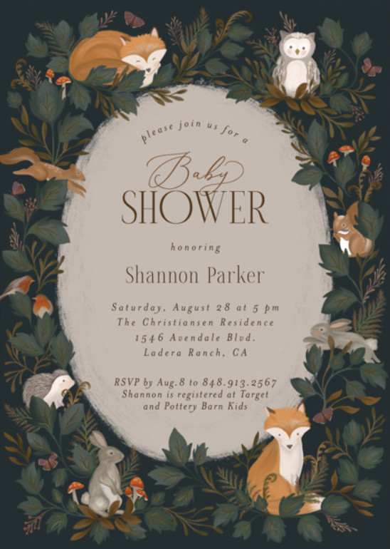 Woodland Baby Shower Invitation Template Sample Woodland Baby Shower Invitation Template Sample