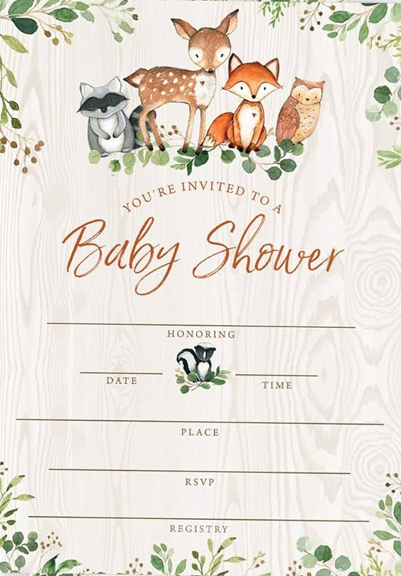 Woodland Baby Shower Invitation Template